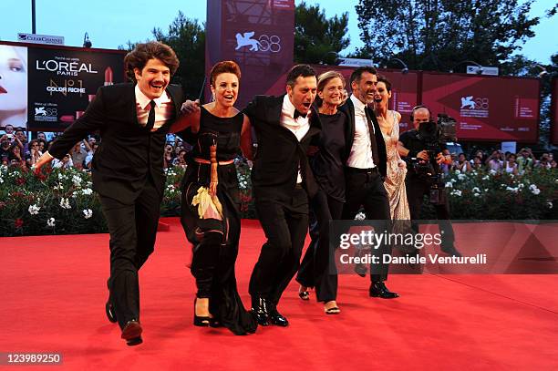 Actors Denis Fasolo, Michela Cescon, Filippo Timi, director Cristina Comencini and actors Thomas Trabacch and Claudia Pandolfi attend the "Quando la...