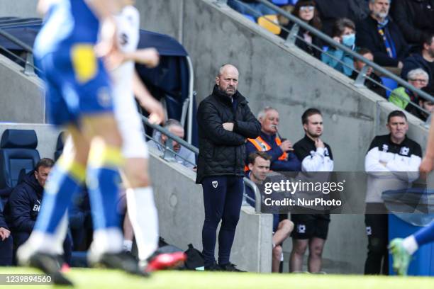 Wimbledon manager Mark Bowen during the Sky Bet League 1 match between AFC Wimbledon and MK Dons at Plough Lane, Wimbledon on Saturday 9th April 2022.