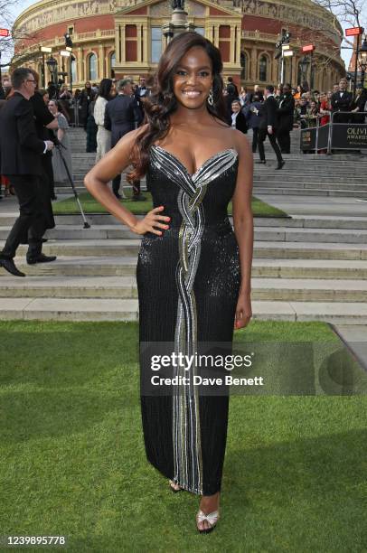 Oti Mabuse attends The Olivier Awards 2022 with MasterCard at Royal Albert Hall on April 10, 2022 in London, England.