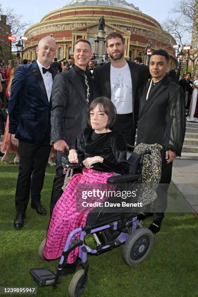 Dominic Cooke, Ben Daniels, Liz Carr, Dino Fetscher and Danny Lee Wynter attend The Olivier Awards 2022 with MasterCard at Royal Albert Hall on April...
