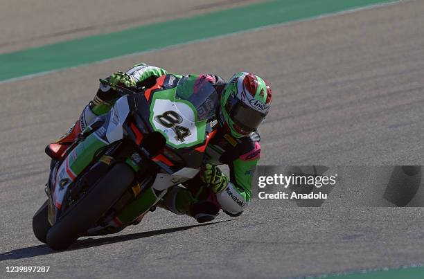 Loris Cresson of TPR Team Pedercini Racing competes during the World SuperBike race 2 at the Pirelli Aragon Round from the MotorLand Aragon circuit...