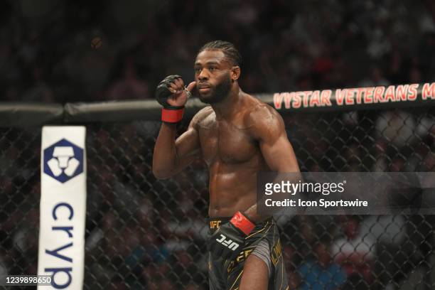 Aljamain Sterling stands in his corner between rounds of his bout against Petr Yan in their Bantamweight fight during the UFC 273 event on April 9 at...