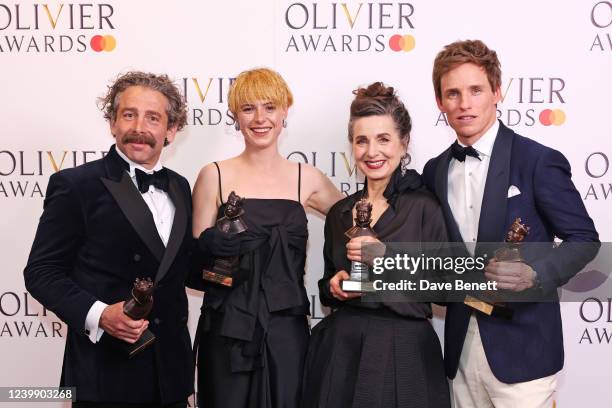 Elliot Levey, winner of the Best Actor in a Supporting Role in a Musical award for "Cabaret at the Kit Kat Club", Jessie Buckley, winner of the Best...