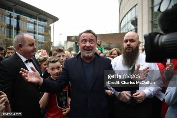 Michael Flatley, star of Riverdance and Lord of the Dance is mobbed by fans as he makes an appearance during the opening day of the World Irish...