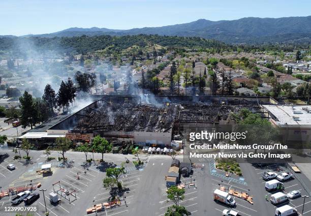 The Home Depot store on Blossom Hill Road destroyed by fire in San Jose, Calif., on Sunday, April 10, 2022.