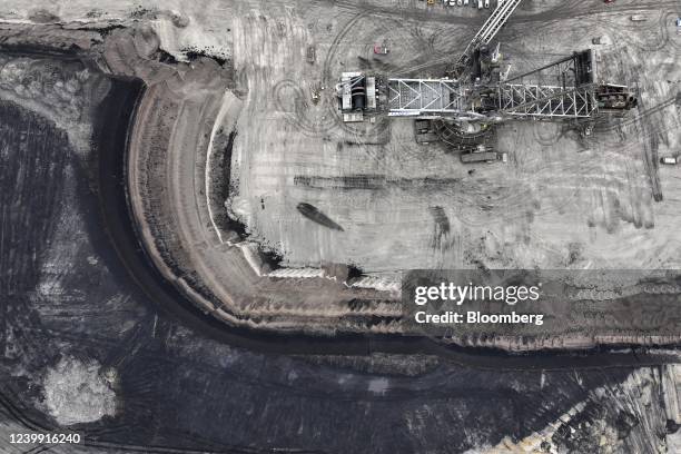 Bucket-wheel excavator at the Garzweiler open-cast lignite mine, operated by RWE AG, in Grevenbroich, Germany, on Friday, April 8, 2022. Germany's...