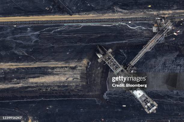 Bucket-wheel excavator at the Hambach open-cast lignite mine, operated by RWE AG, in Hambach, Germany, on Friday, April 8, 2022. Germany's Economy...