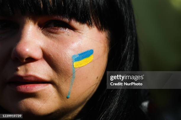 Woman cries while attending 'Mothers' March' as part of Stand with Ukraine international protest, in Krakow, Poland on April 10, 2022. Ukrainian...