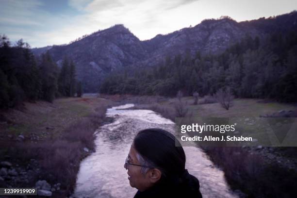 McCloud River, CA Caleen Sisk, chief and spiritual leader of the Winnemem Wintu Tribe, visits the McCloud River in January.