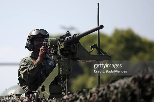 Soldiers march during a military parade in celebration of Brazilian Independence Day, on September 7, 2011 in Rio de Janeiro, Brazil. Brazil declared...