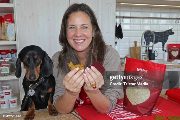 Dana Schweiger bakes dog biscuit with Mera petfood at Sturmfreie Bude on April 11, 2022 in Hamburg, Germany.