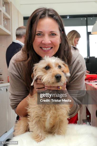 Dana Schweiger bakes dog biscuit with Mera petfood at Sturmfreie Bude on April 11, 2022 in Hamburg, Germany.