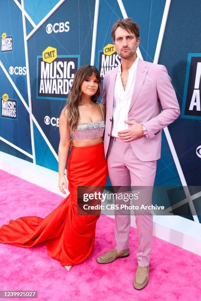 Marren Morris and Ryan Hurd arriving at the 2022 CMT Music Awards, broadcasting LIVE from Nashville on Monday, April 11 on the CBS Television...