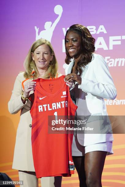 Rhyne Howard is selected first overall by the Atlanta Dream during the 2022 WNBA Draft on April 11, 2022 at Spring Studios in New York, New York....