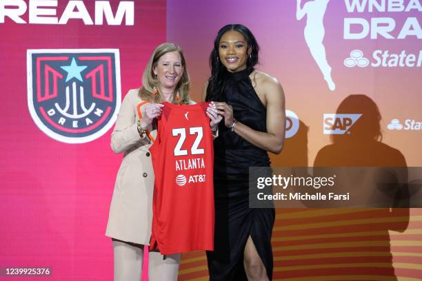 Naz Hillmon is selected fifteenthn overall by the Atlanta Dream during the 2022 WNBA Draft on April 11, 2022 at Spring Studios in New York, New York....