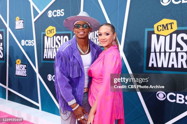 Jimmie Allen and Alexis Gale arriving at the 2022 CMT Music Awards, broadcasting LIVE from Nashville on Monday, April 11 on the CBS Television...