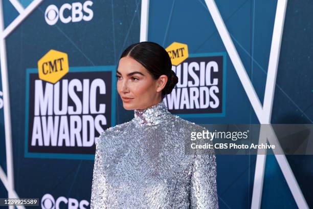 Lily Aldridge arriving at the 2022 CMT Music Awards, broadcasting LIVE from Nashville on Monday, April 11 on the CBS Television Network, and...