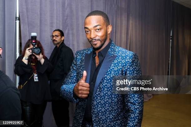 Anthony Mackie backstage at the 2022 CMT Music Awards, broadcasting LIVE from Nashville on Monday, April 11 on the CBS Television Network, and...