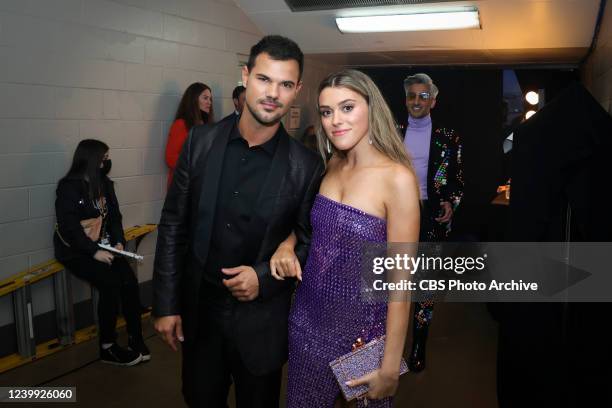 Taylor Lautner and Taylor Dome backstage at the 2022 CMT Music Awards, broadcasting LIVE from Nashville on Monday, April 11 on the CBS Television...