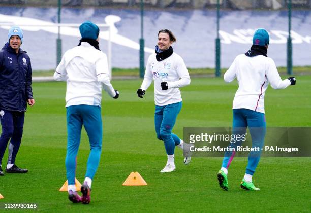 Manchester City's Jack Grealish during a training session at the City Football Academy, Manchester. Picture date: Tuesday April 12, 2022.