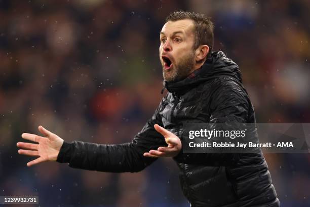 Nathan Jones the head coach / manager of Luton Town during the Sky Bet Championship match between Huddersfield Town and Luton Town at Kirklees...