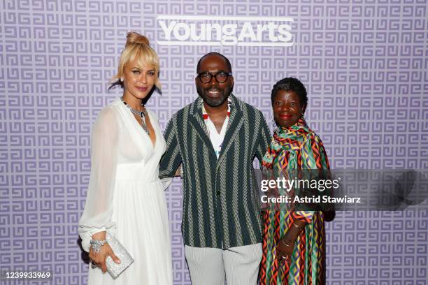 Nicole Ari Parker, Derrick Adams and Thelma Golden attend the 2022 YoungArts New York Gala at The Metropolitan Museum on April 11, 2022 in New York...