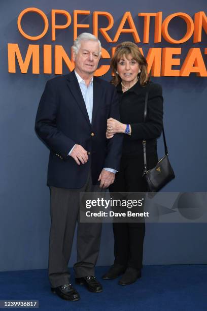 Nicholas Lloyd and Eve Pollard attend the UK Premiere of "Operation Mincemeat" at The Curzon Mayfair on April 12, 2022 in London, England.