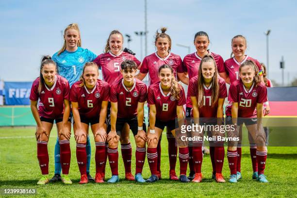 Players of the German Team poses for a team picure Laura-Johanna Dick, , Venessa Diehm, Carlotta Warmser , Rai Clara Froehlich and Beke Sterner Maja...