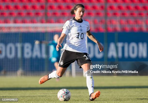 Dzsenifer Marozsan of Germany in action during the FIFA Women's World Cup 2023 Qualifier group H match between Serbia and Germany at on April 12,...