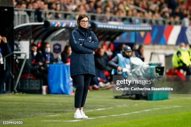 Corinne Diacre Head Coach of France looks on during the FIFA Women's World Cup 2023 Qualifier group I match between France and Slovenia at on April...