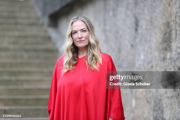 Tatjana Patitz attends the world premiere of the new coffee machine WMF Perfection at Haus der Kunst on April 12, 2022 in Munich, Germany.