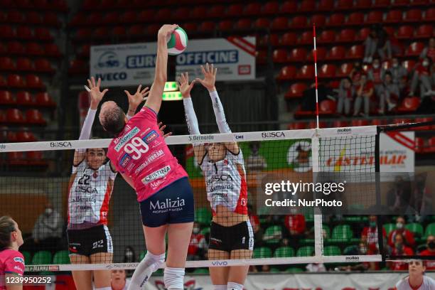 Stufi Federica &amp;#xA; - Karakurt Ebrar - Kuznetsova Sofya during the Volleyball Italian Serie A1 Women match Play Off - Bosca S. Bernardo Cuneo vs...