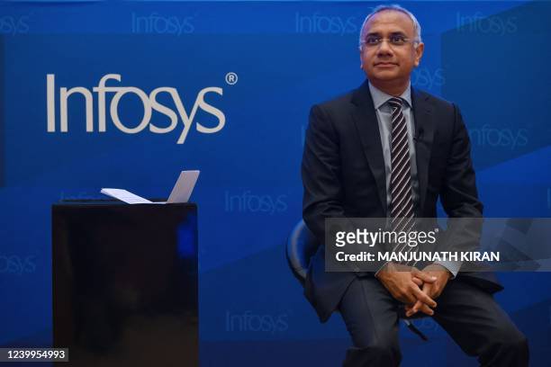 Salil Parekh, Chief Executive Officer and Managing Director of Infosys, looks on during a press conference to announce Infosys Technologies Limiteds...