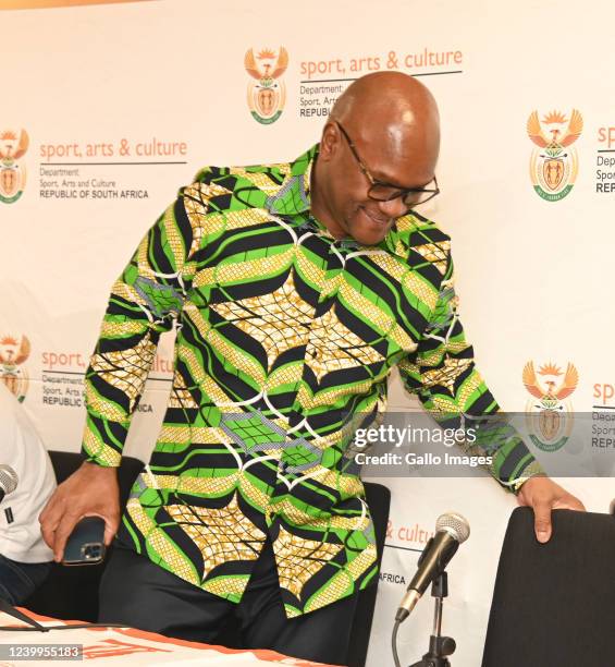 Minister Of Sports, Arts & Culture Nathi Mthethwa at OR Tambo International Airport on April 05, 2022 in Kempton Park, South Africa. Black Coffee won...