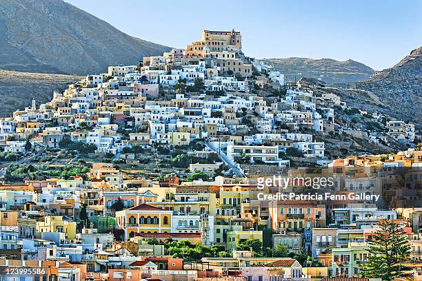 vrodado hill, town of ermoupolis, syros - siros fotografías e imágenes de stock
