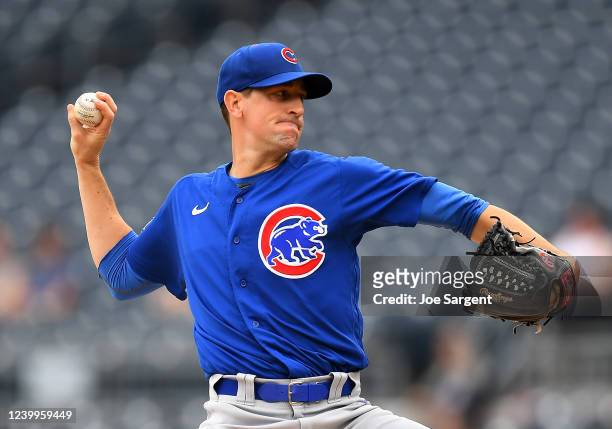 Kyle Hendricks of the Chicago Cubs pitches during the first inning against the Pittsburgh Pirates at PNC Park on April 13, 2022 in Pittsburgh,...