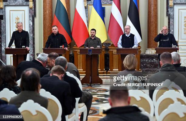 President of Lithuania Gitanas Nauseda, President of Poland Andrzej Duda, President of Ukraine Volodymyr Zelensky, President of Latvia Egils Levits...