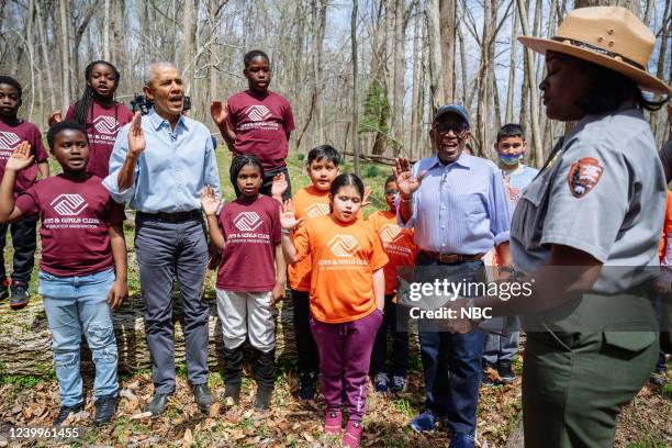President Barack Obama and Al Roker with children from Girls and Boys clubs of greater Washington on Wednesday April 13, 2021 --