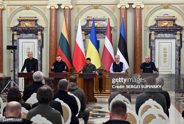 President of Lithuania Gitanas Nauseda, President of Poland Andrzej Duda, President of Ukraine Volodymyr Zelensky, President of Latvia Egils Levits...