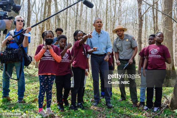 President Barack Obama with children from Girls and Boys clubs of greater Washington on Wednesday April 13, 2021 --