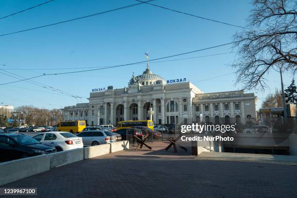 View of the local train station in Privoz, in the city center of Odessa, Ukraine.