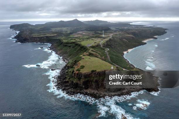 Yonaguni island is pictured on April 13, 2022 on Yonaguni, Japan. As Japans westernmost inhabited island, just 111 kilometres away from Taiwan and...