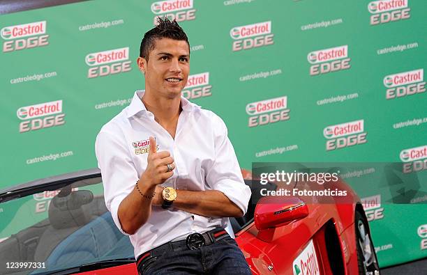 Football player Cristiano Ronaldo attends the premiere of 'Cristiano Ronaldo Al Limite' documentary film at the Palacio de Vistalegre on September 7,...