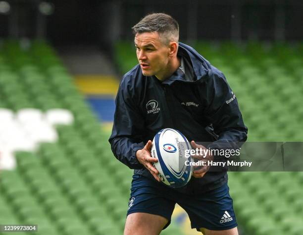 Dublin , Ireland - 14 April 2022; Jonathan Sexton during a Leinster Rugby captain's run at the Aviva Stadium in Dublin.
