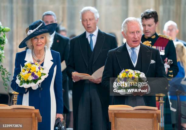 Prince Charles, Prince of Wales and Camilla, Duchess of Cornwall, represent Queen Elizabeth II at the Royal Maundy Service at St George's Chapel on...