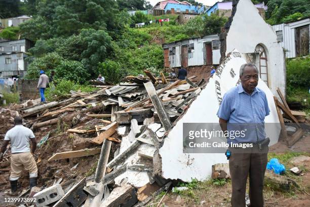 Destruction at a church in Clermont on April 13, 2022 in Durban, South Africa. President Ramaphosa's visit to the flood-hit parts of the province...