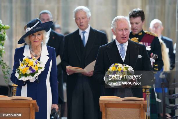 Prince Charles, Prince of Wales and Camilla, Duchess of Cornwall, represent Queen Elizabeth II at the Royal Maundy Service at St George's Chapel on...