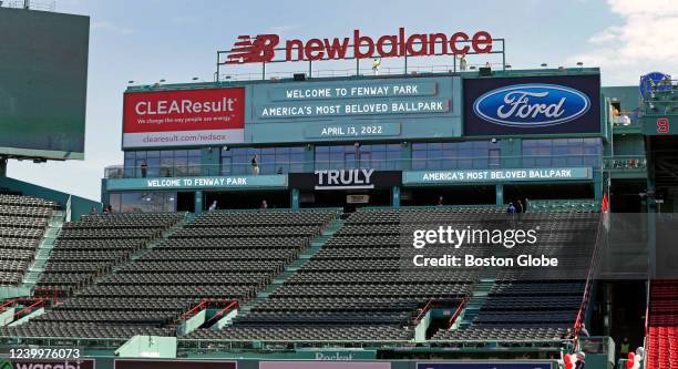 Boston, MA The new Truly Terrace above the right field bleachers at Fenway Park in Boston on April 13, 2022.