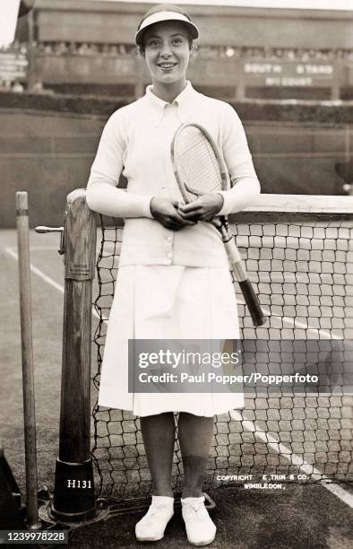 Vintage postcard featuring the German tennis player Cilly Aussem at Wimbledon circa 1930.
