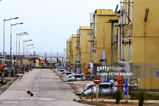 This picture shows installations at the Tunisian Sergaz company, that controls the Tunisian segment of the Trans-Mediterranean pipeline, through...